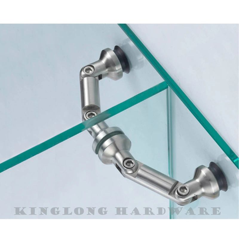 High Quality Stainless Steel Glass Fitting Wall Mounted Glass Door Hinge Double Adjustable Glass Connector